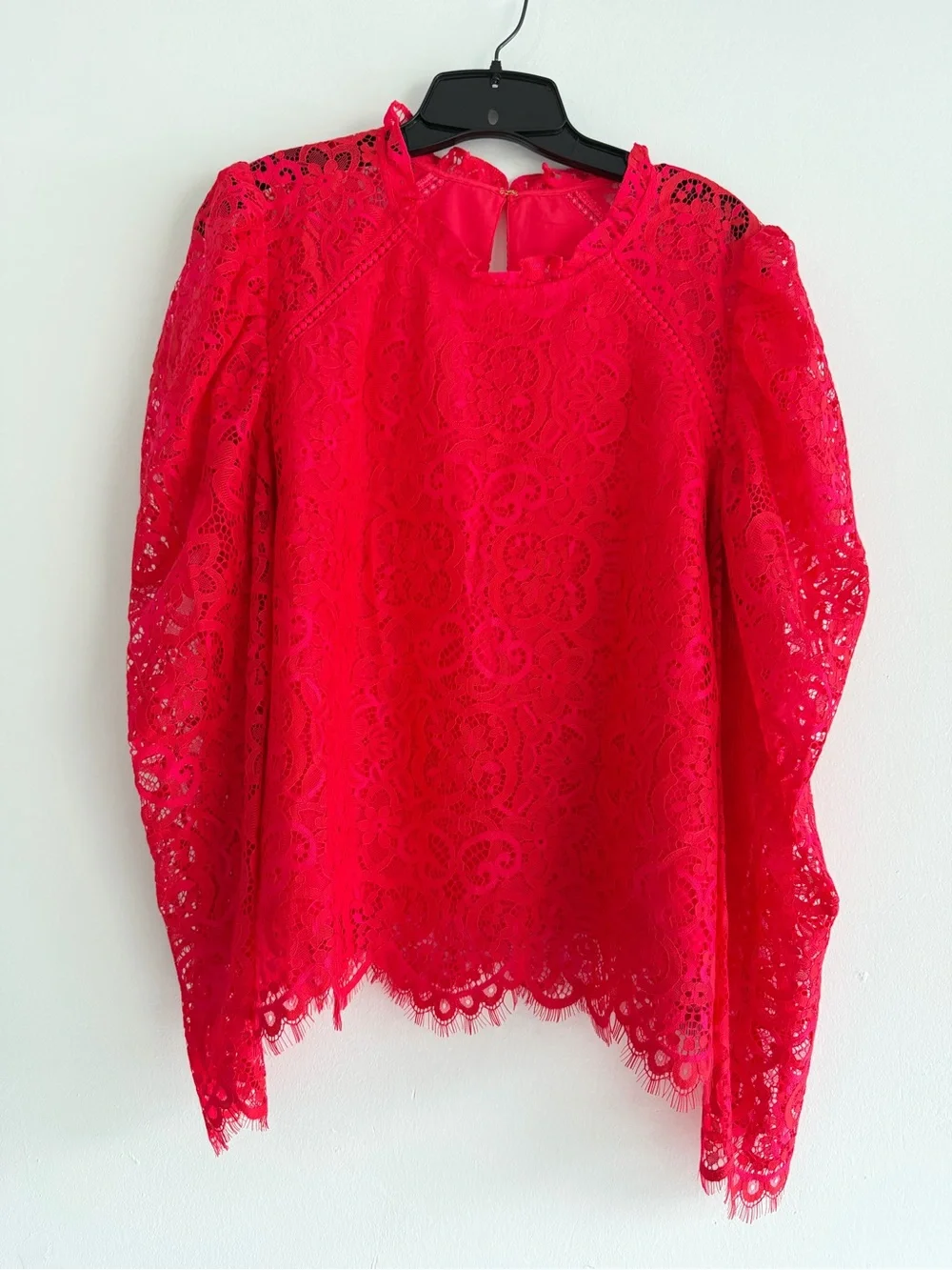 Lilly Pulitzer Ruby Red Averi Long Sleeve Lace Blouse Size XL 8944